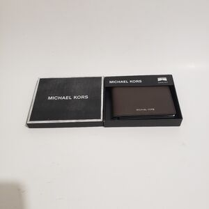 MICHAEL KORS Men's Wallet JET SET Slim Billfold Logo MK Brown Black New In Box